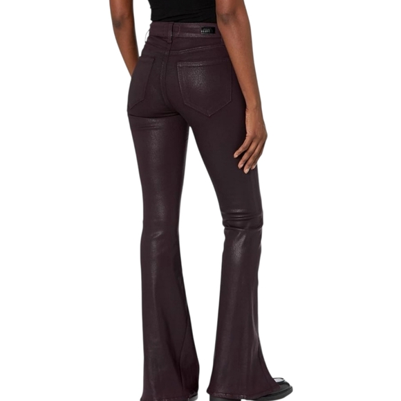 PAIGE Denim - Paige HR Lou Lou Jolene Twisted Outseam Slit Jeans Black Cherry Luxe Coating
